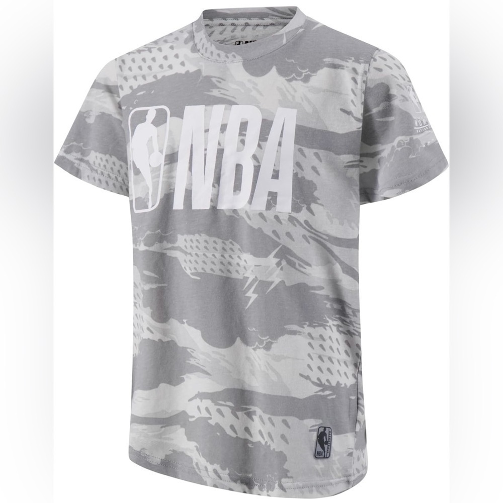 NBA Official Jumpman Logo, Licensed Short Sleeve Grey White Camo T-Shirt…​​​